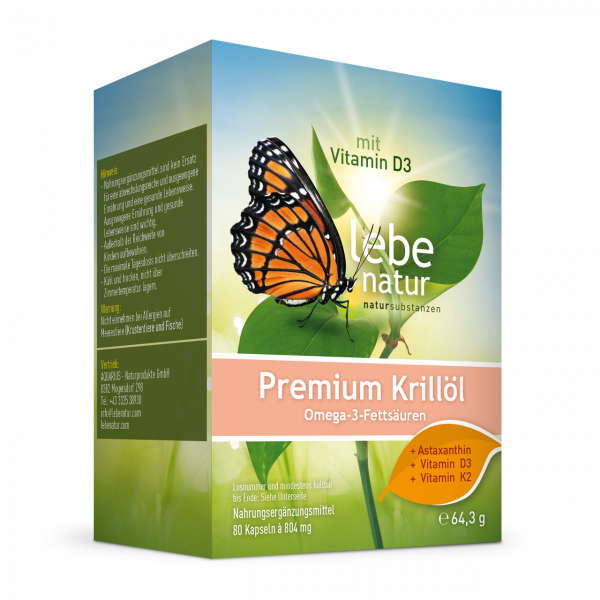 lebe natur® Krillöl Premium + Vitamin D3 + Vitamin K2 + Astaxanthin Dose